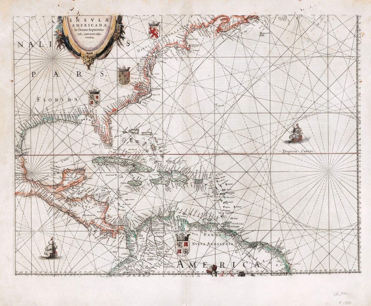 Insvlæ Americanæ in Oceano Septentrionali cum terris adjacentibus. LOC 2003630536 od Willem Janszoon Blaeu