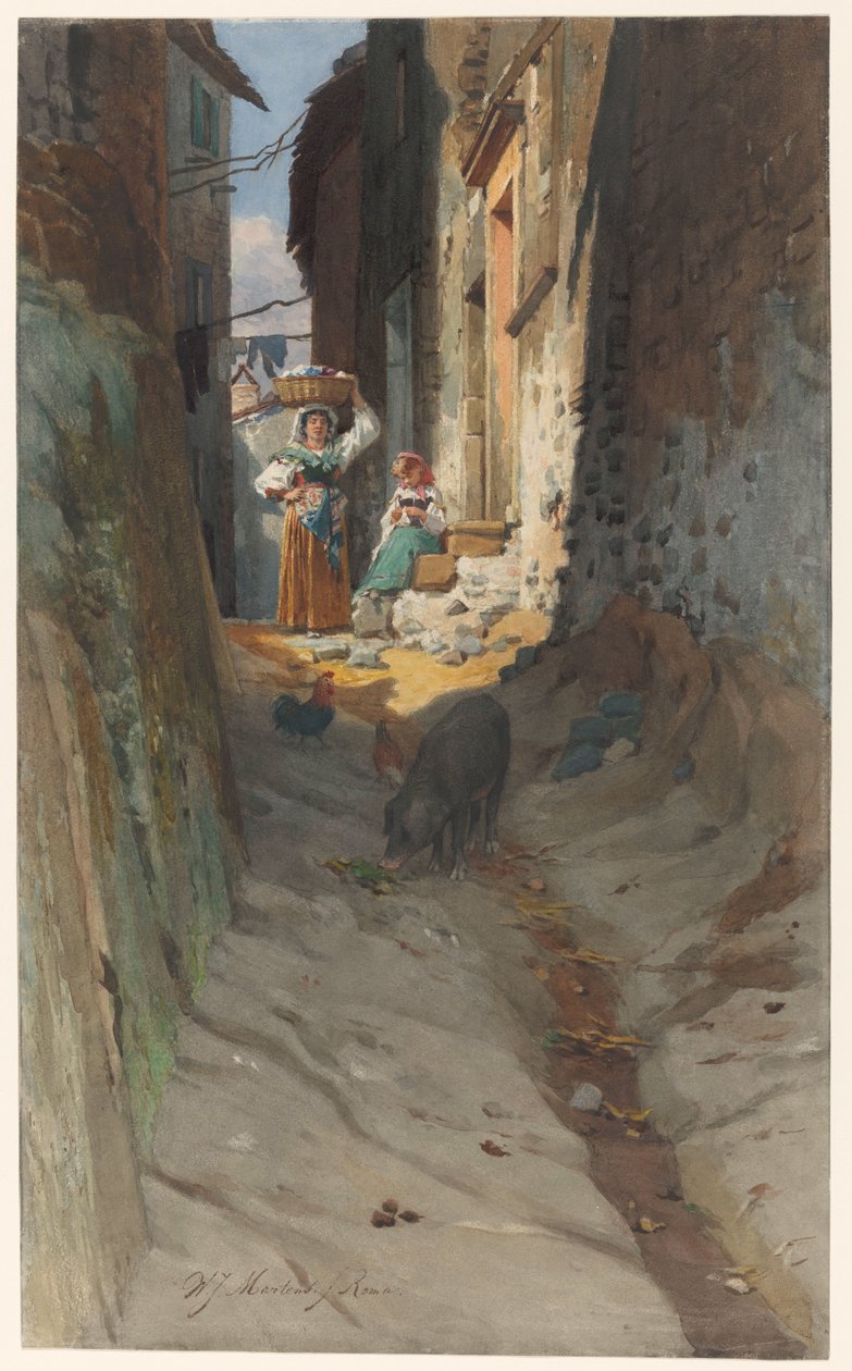 Pohled na malou ulici v Rocca di Papa od Willem Johann Martens
