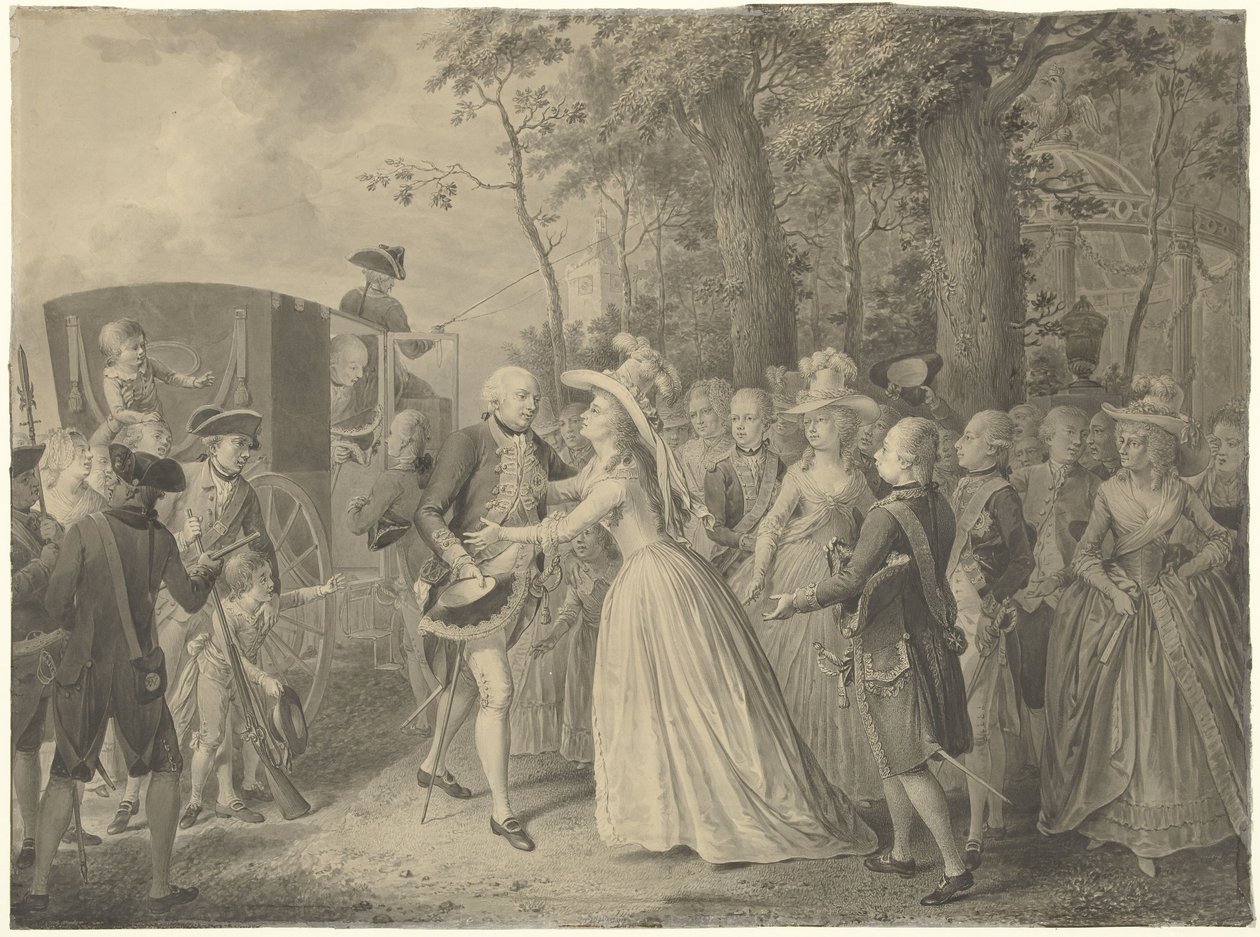 Setkání princezny Wilhelminy s jejím bratrem pruským králem Fridrichem III. v Cleves, 1788 od Willem Joseph Laquy