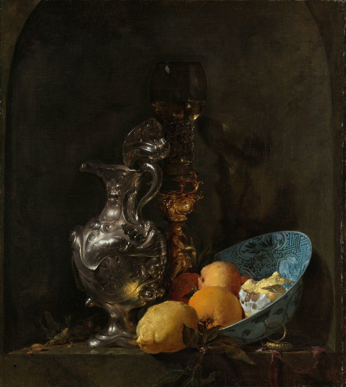 Zátiší se stříbrným džbánem a porcelánovou miskou Zátiší se stříbrným džbánem od Willem Kalf