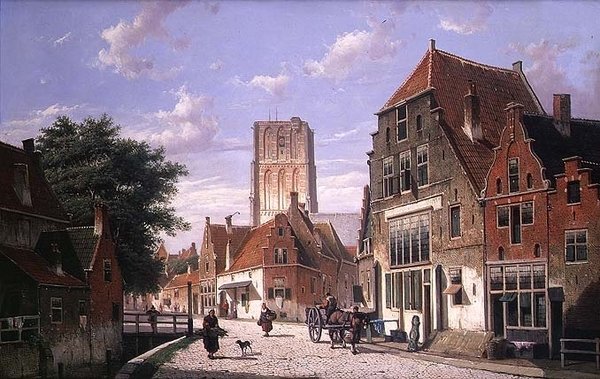 Pouliční scéna v Amsterdamu od Willem Koekkoek