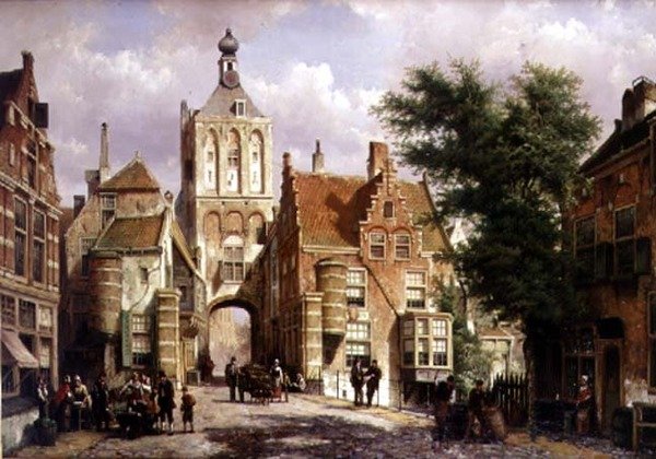 Binnenpoort of Culemborgh (olej na plátně) od Willem Koekkoek
