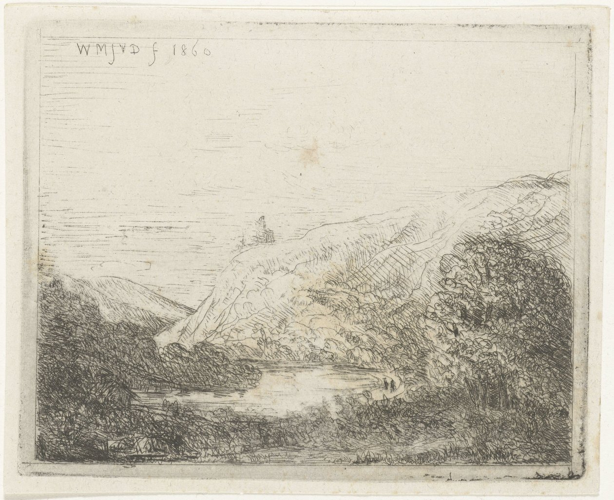 Horská krajina s řekou od Willem Matthias Jan van Dielen