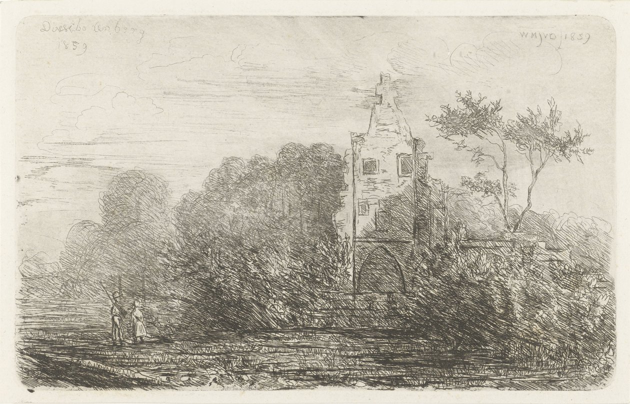 Krajina s ruinami a dvěma postavami od Willem Matthias Jan van Dielen
