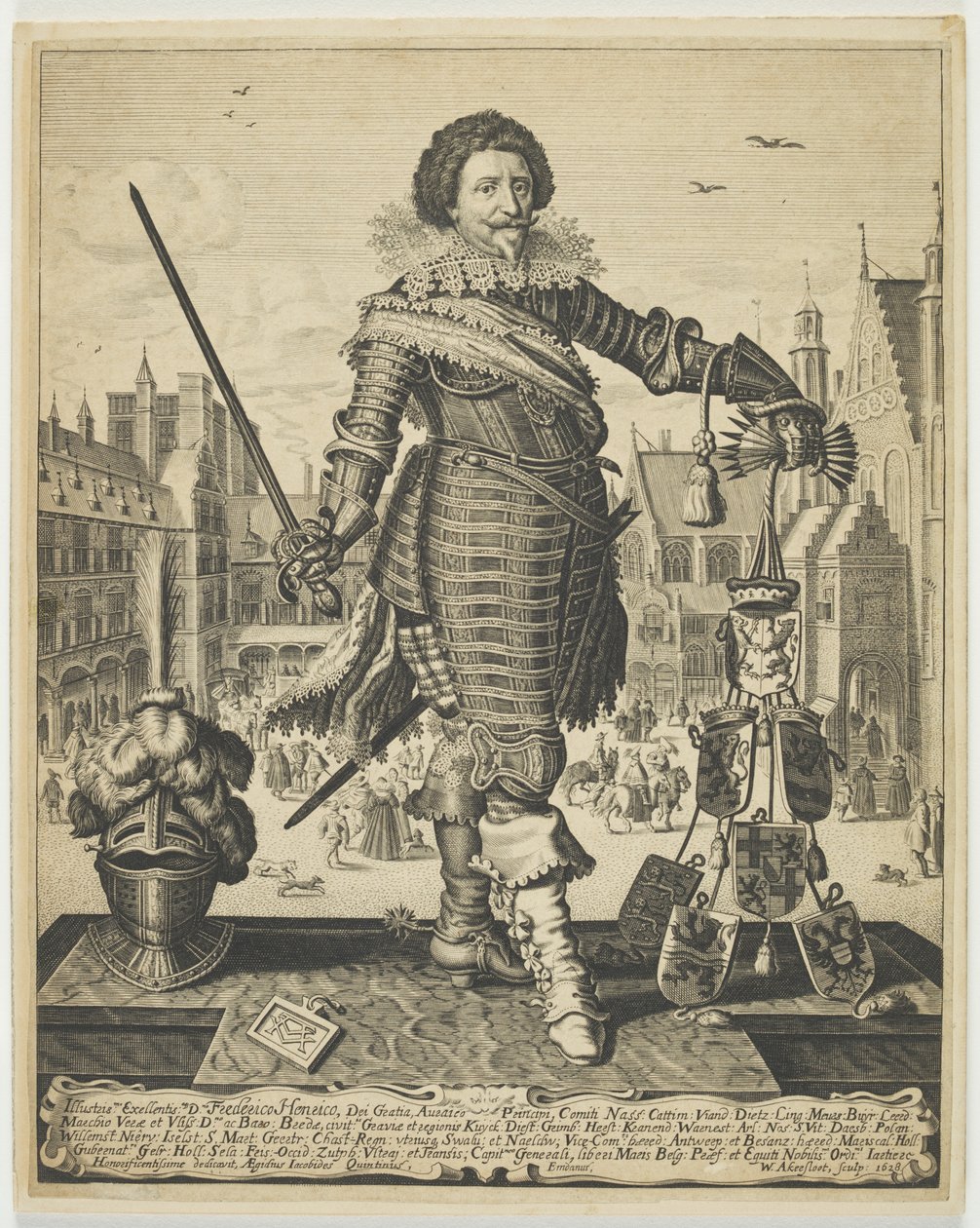 Frederik Hendrik, princ Oranžský, kolem 1634 (rytina) od Willem Outgertsz Akersloot