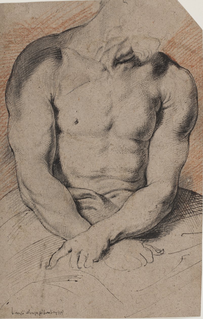 Kristus korunovaný trním. Torzo Krista. Po Van Dyckovi od Willem Panneels