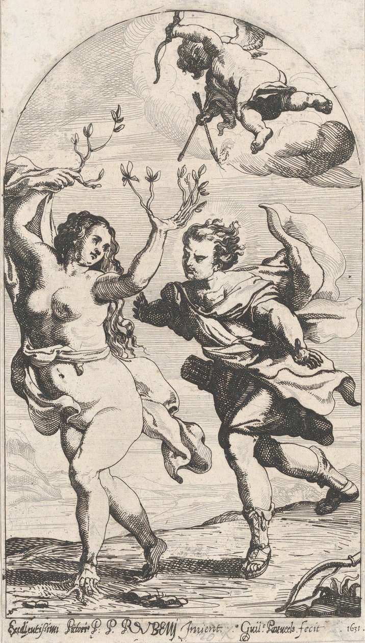 Daphne prchající před Apollem s Amorem nad hlavou, 1631. od Willem Panneels