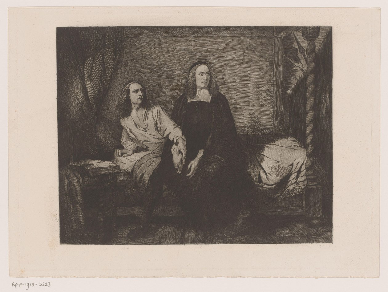 Bratři de Wittové sedí na posteli ve vězeňské bráně od Willem Philip van der Veken (attributed to)