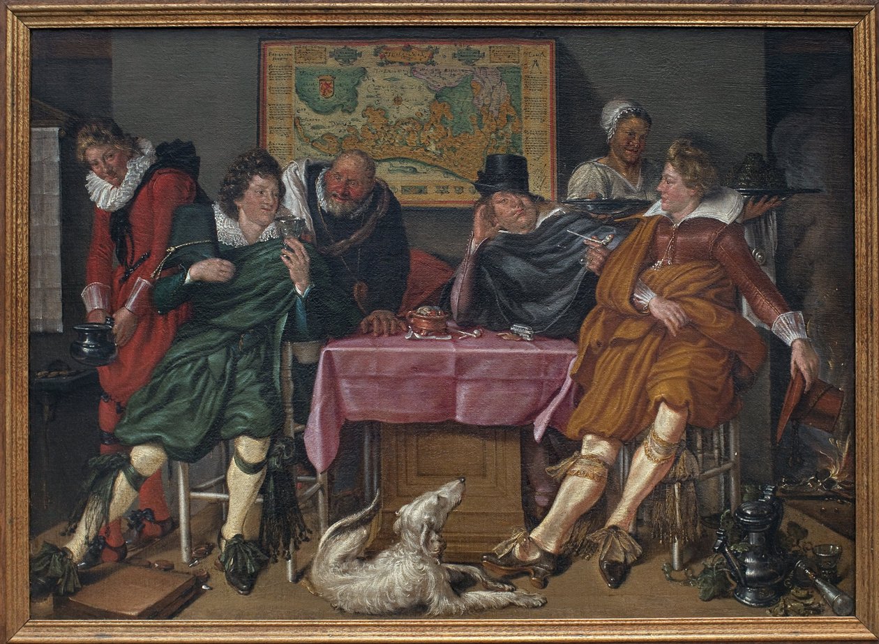 Šťastná společnost. Obraz Willem Pietersz Buytewech (1591 nebo 1592-1624), olej na plátně, kolem roku 1620. Nizozemské umění od Willem Pietersz Buytewech