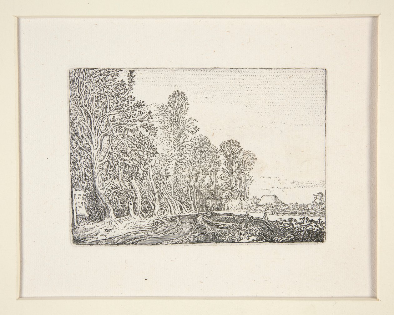 Silnice na okraji lesa, deska 4 z The Set of the Landscapes od Willem Pietersz. Buytewech