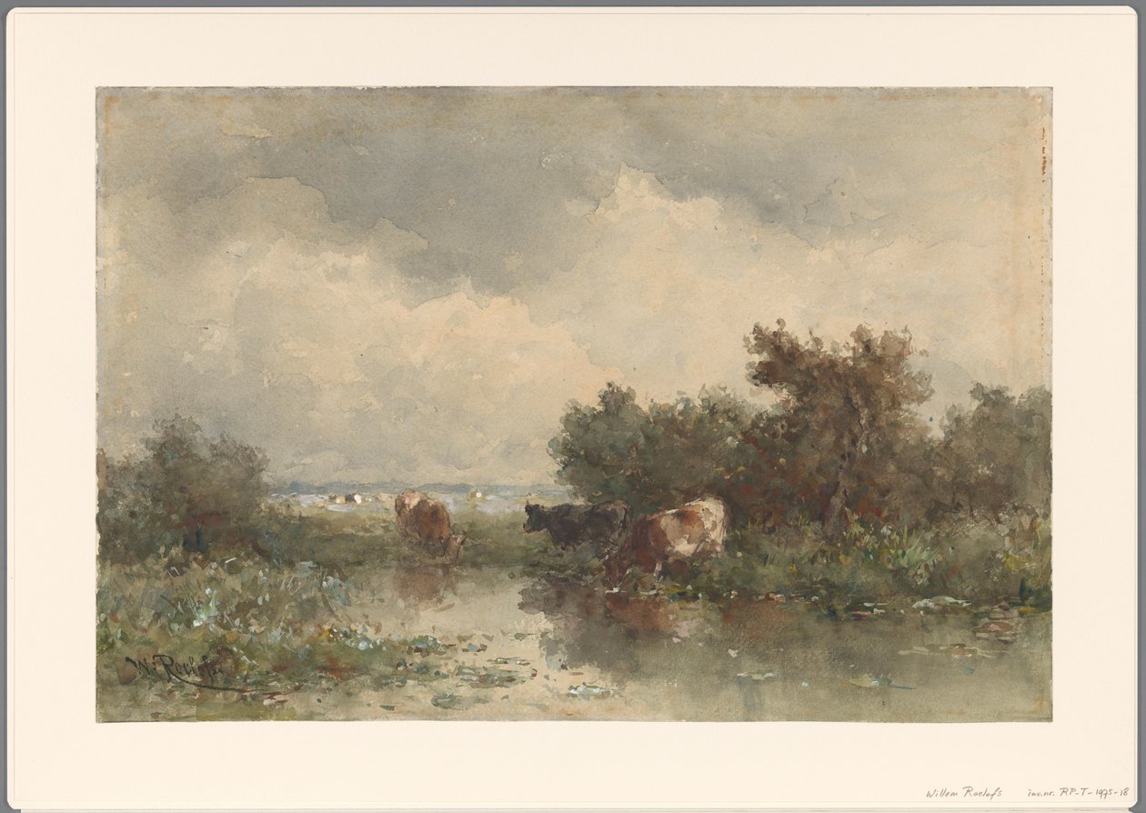 Tři krávy v louži od Willem Roelofs (I)