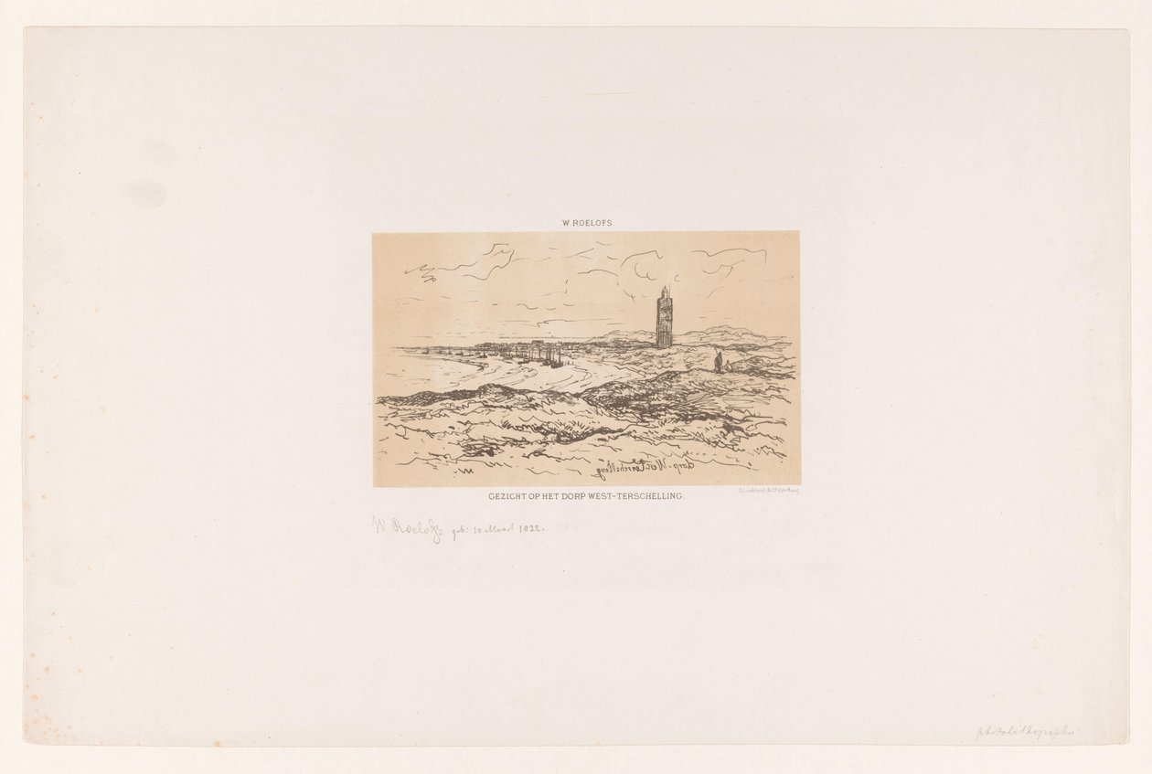 Pohled na vesnici West-Terschelling (název na objektu) od Willem Roelofs (I)
