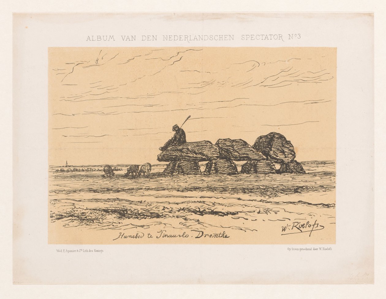 Dolmen v Tynaarlo v Drenthe Dolmen v Tinaarlo. Drenthe (název na objektu) Album nizozemského diváka č. 3 (název série) od Willem Roelofs (I)