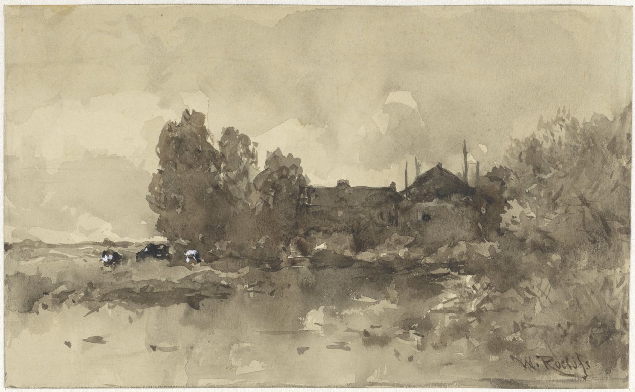 Krajina s farmou od Willem Roelofs (I)