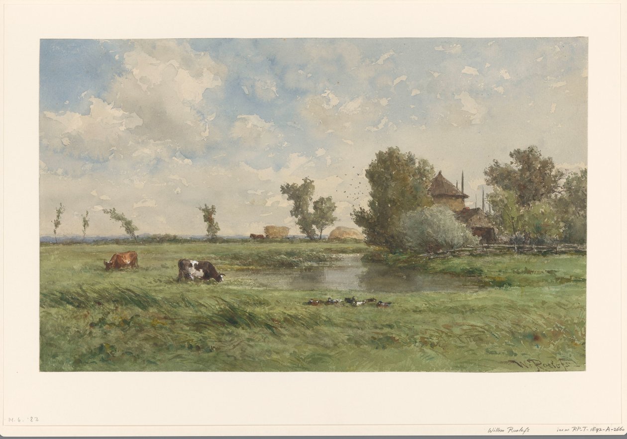 Pastviny s krávami od Willem Roelofs (I)