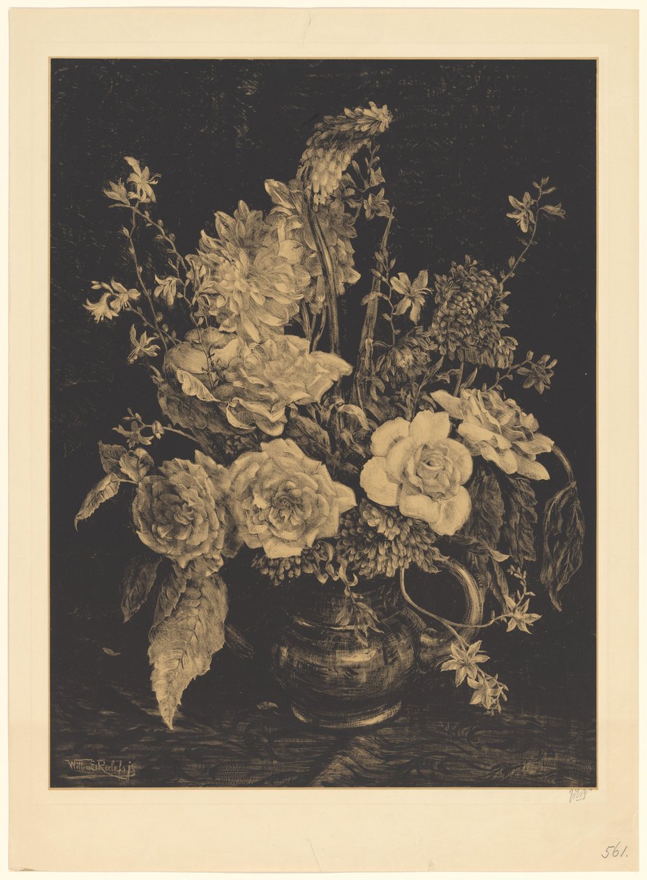 Květiny ve váze od Willem Roelofs (II) (signed by artist)