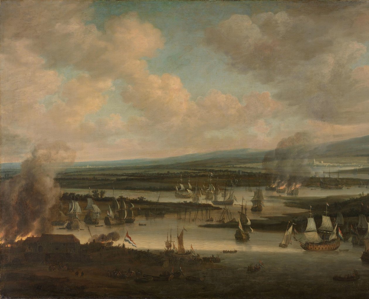 Spálení anglické flotily poblíž Chatham (19-24 června 1667) od Willem Schellinks