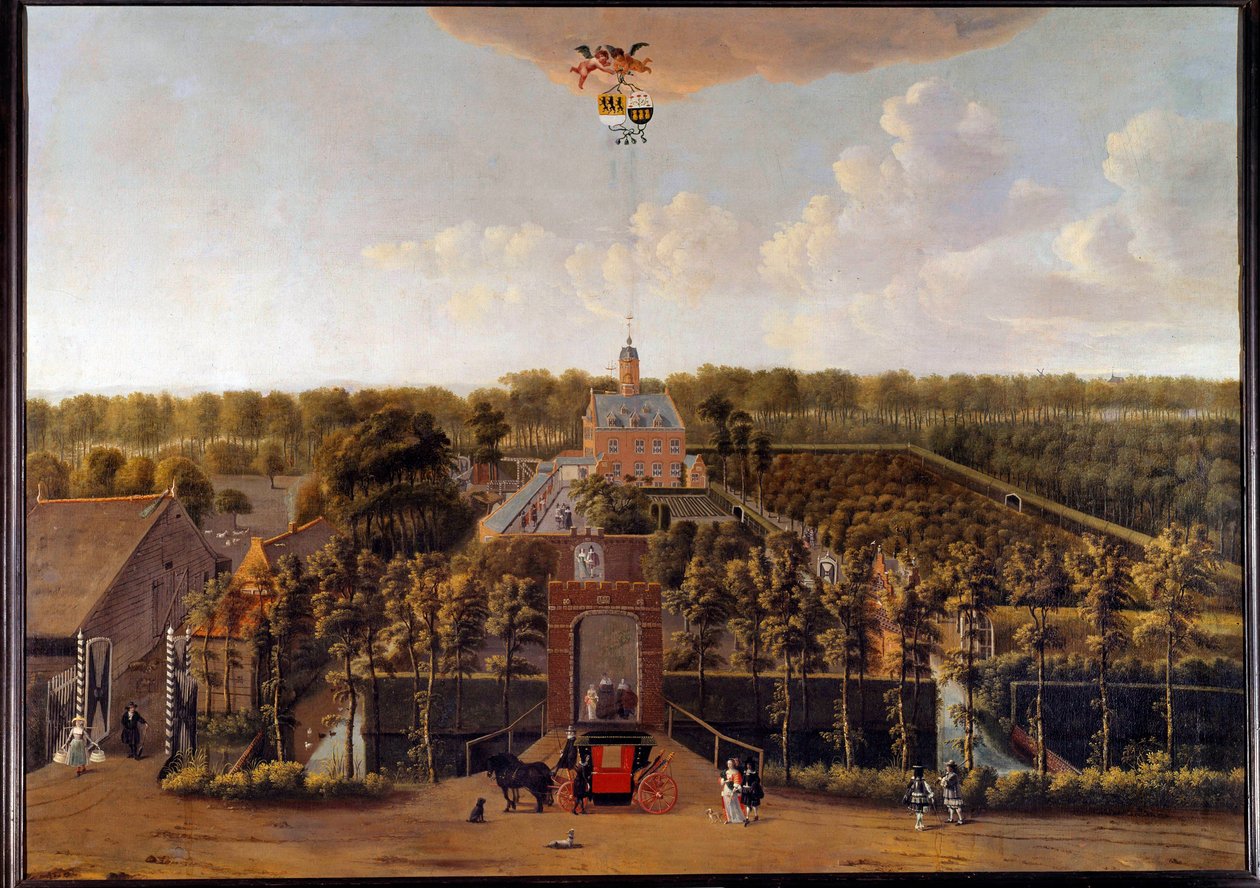 Pohled na nemovitost Munnikenhof v Zelande (Nizozemsko) Obraz Willema Schellinkse (1627-1678) Middelburg ze 17. století. Zelandské muzeum od Willem Schellinks