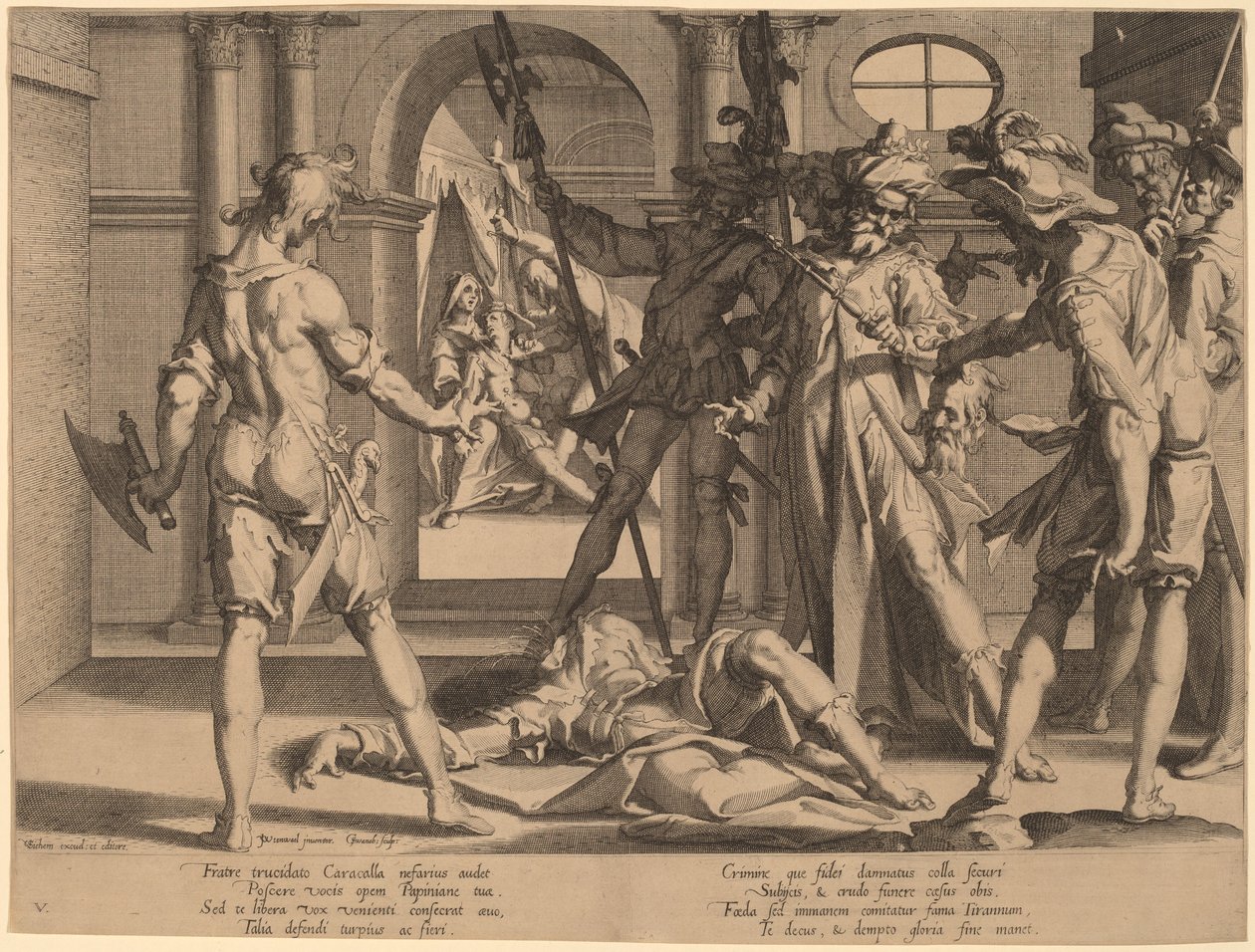Stětí hlavy římského soudce Papiniana od Willem Swanenburgh, after Joachim Anthonisz Wtewael