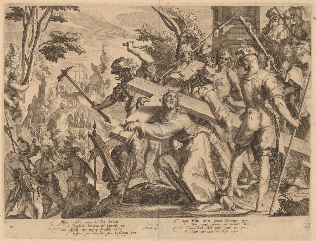 Kristus nesoucí kříž od Willem Swanenburgh, after Joachim Anthonisz Wtewael