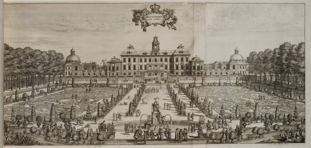 Zámek a zahrada Drottningholm od jihu od Willem Swidde