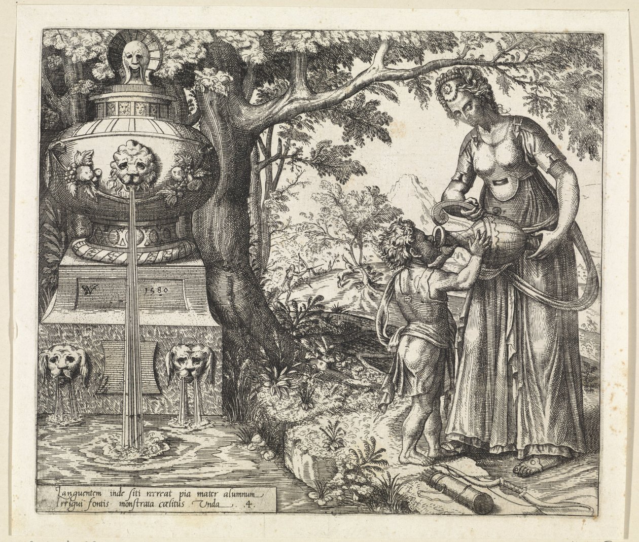 Hagar dává Izmaelovi napít Historie Hagar a Ismael (název série) od Willem Thibaut