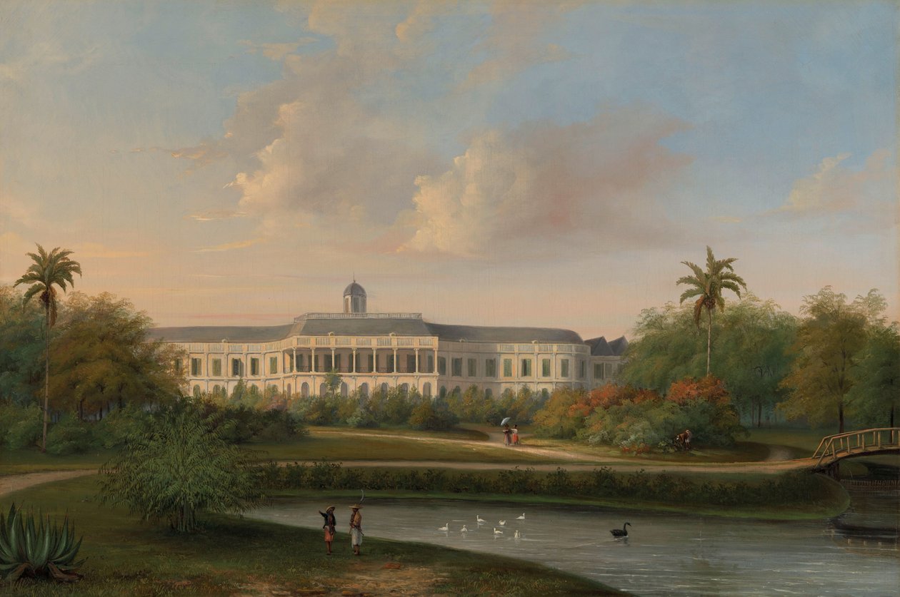 Pohled zezadu na palác Buitenzorg před zemětřesením 10. října 1834 od Willem Troost (II)