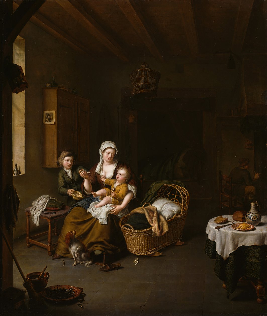 Matka krmící své dítě Šťastná matka, 1707. od Willem Van Mieris