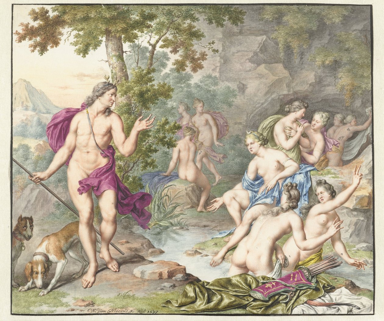Actaeon překvapí Dianu a její společníky od Willem Van Mieris