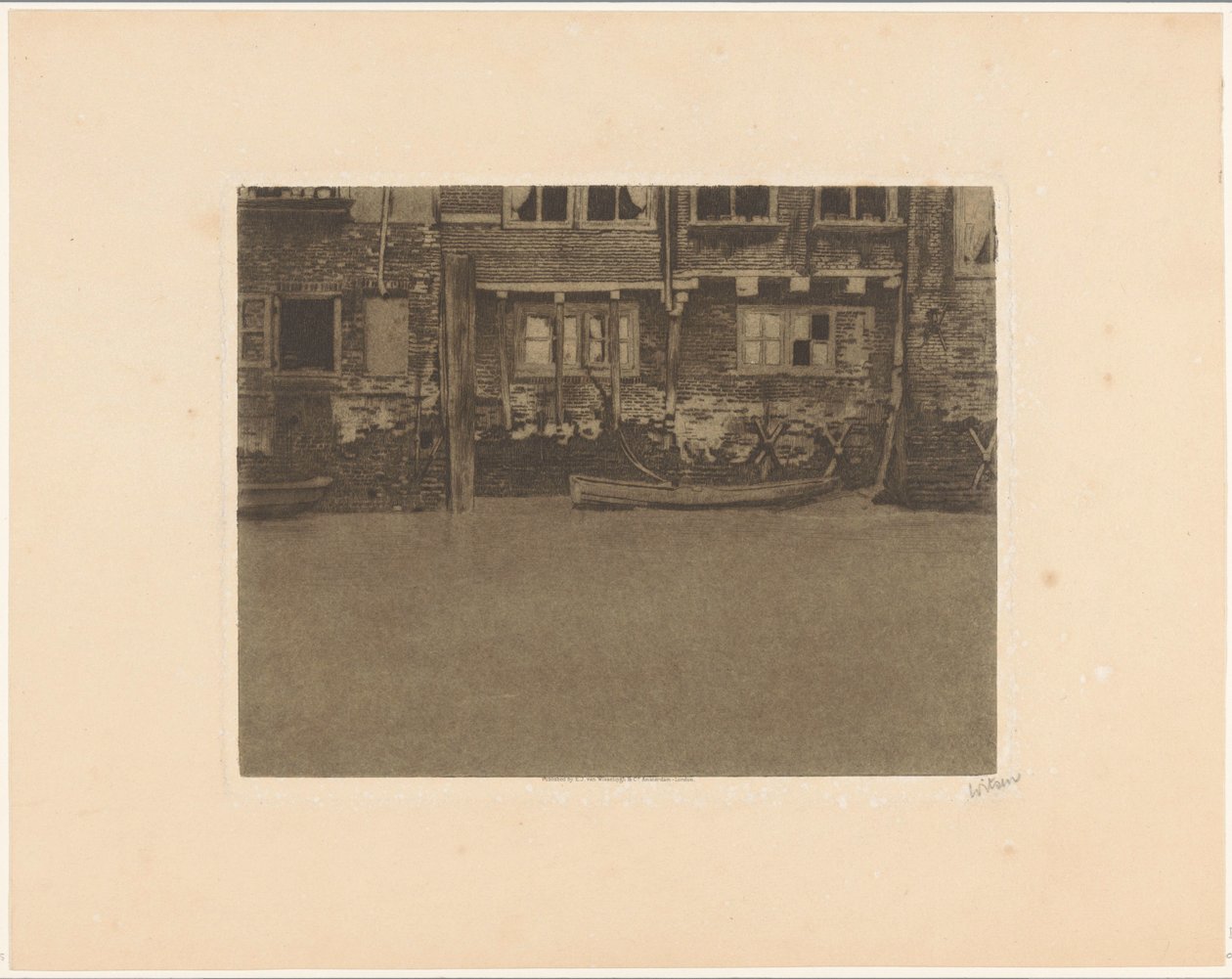 Zadní fasády Voorstraat 463, 461 a 459 v Dordrechtu od Willem Witsen (signed by artist)