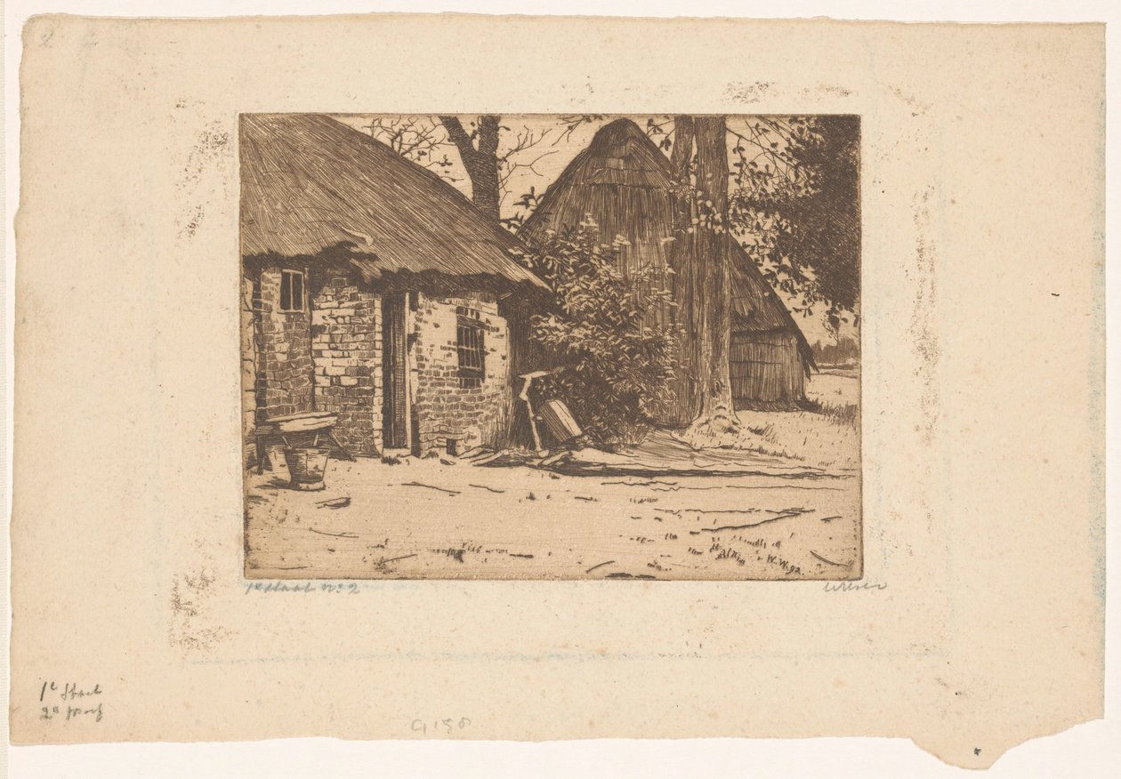 Farma se stodolou v Brabantsku od Willem Witsen (signed by artist)