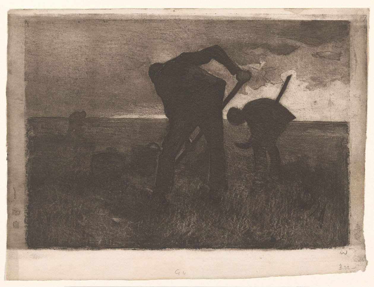 Tři sklízeče brambor od Willem Witsen (signed by artist)