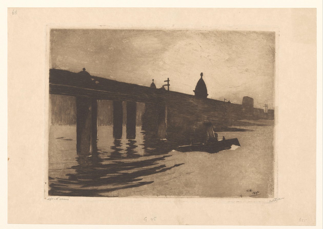 Pohled na Charing Cross Bridge v Londýně od Willem Witsen (signed by artist)