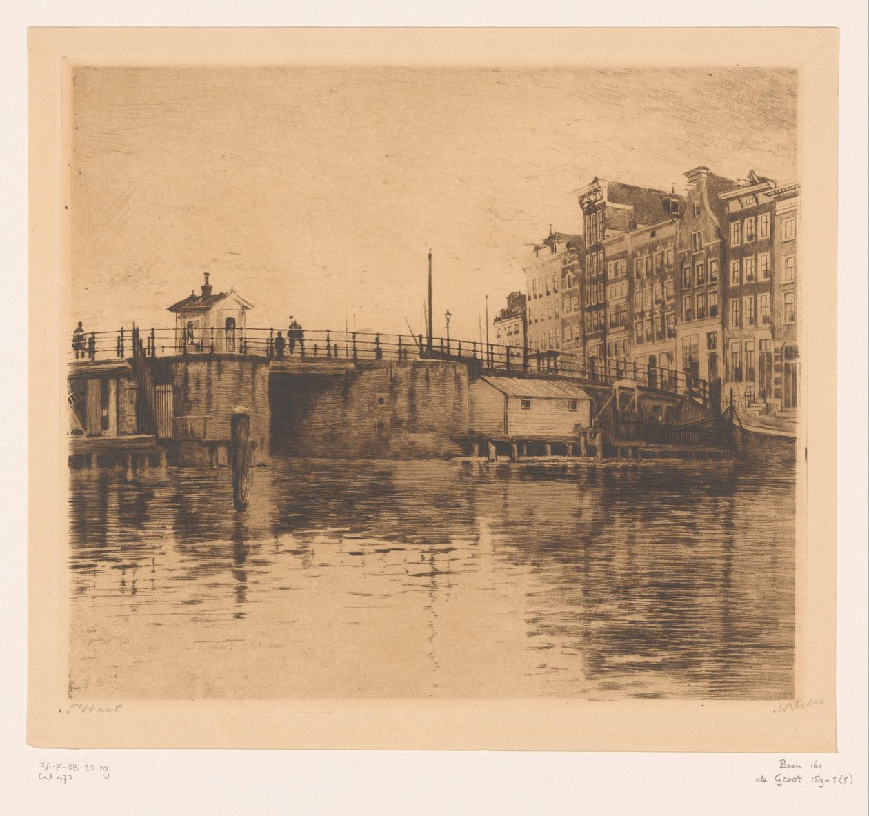 Pohled na Kraansluis v Amsterdamu od Willem Witsen (signed by artist)