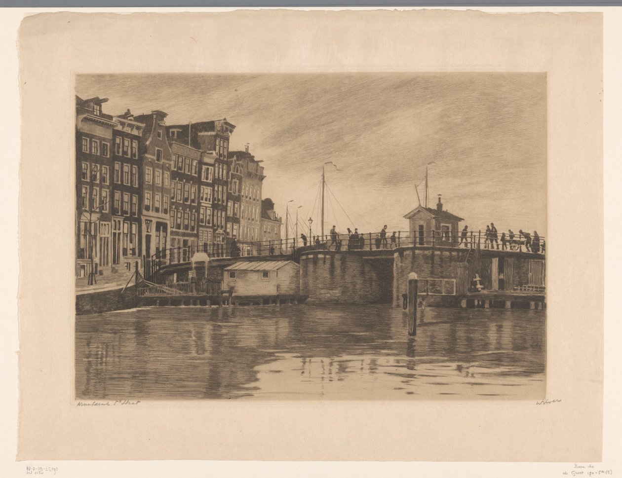 Pohled na Kraansluis v Amsterdamu od Willem Witsen (signed by artist)