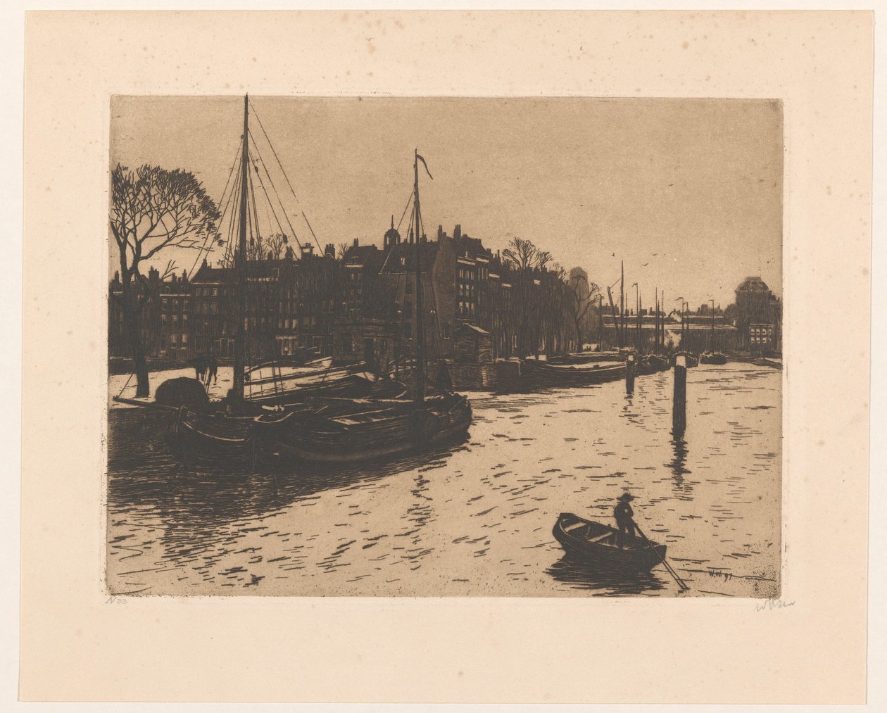 Pohled na Leuvehaven v Rotterdamu od Willem Witsen (signed by artist)