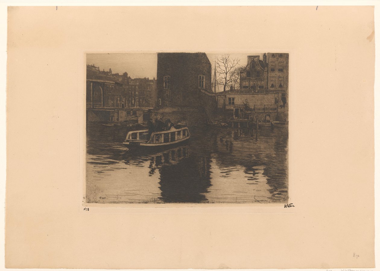 Pohled na převzetí v Montelbaanstoren v Amsterdamu od Willem Witsen (signed by artist)