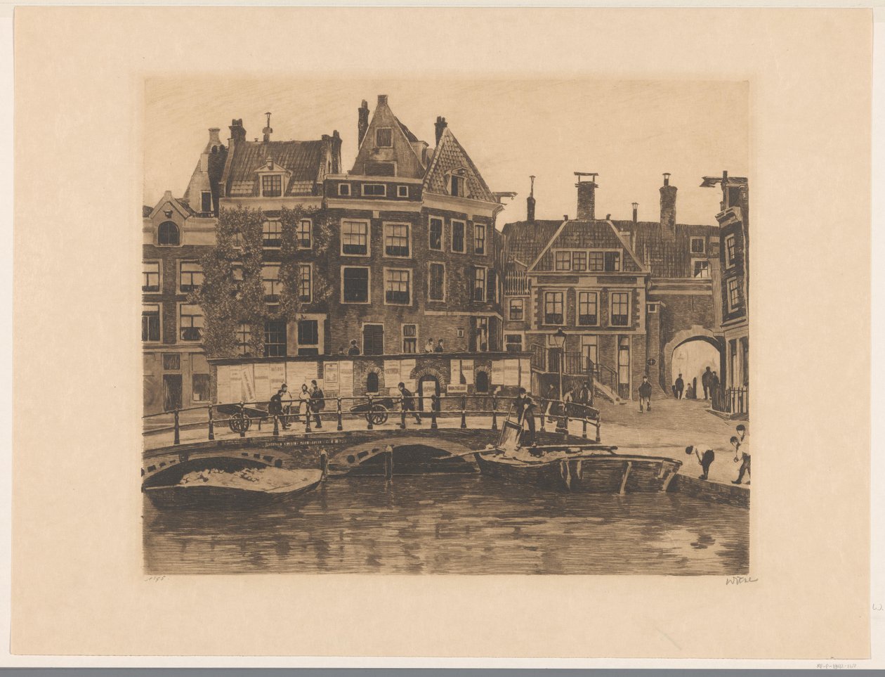 Pohled na Beurspleintje v Amsterdamu od Willem Witsen (signed by artist)