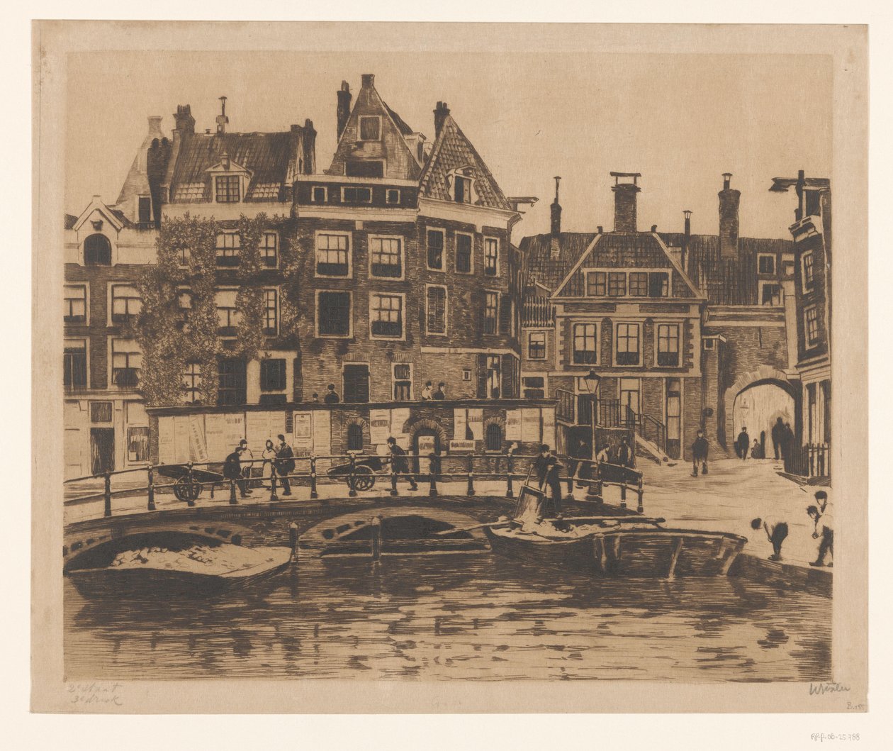 Pohled na Beurspleintje v Amsterdamu od Willem Witsen (signed by artist)