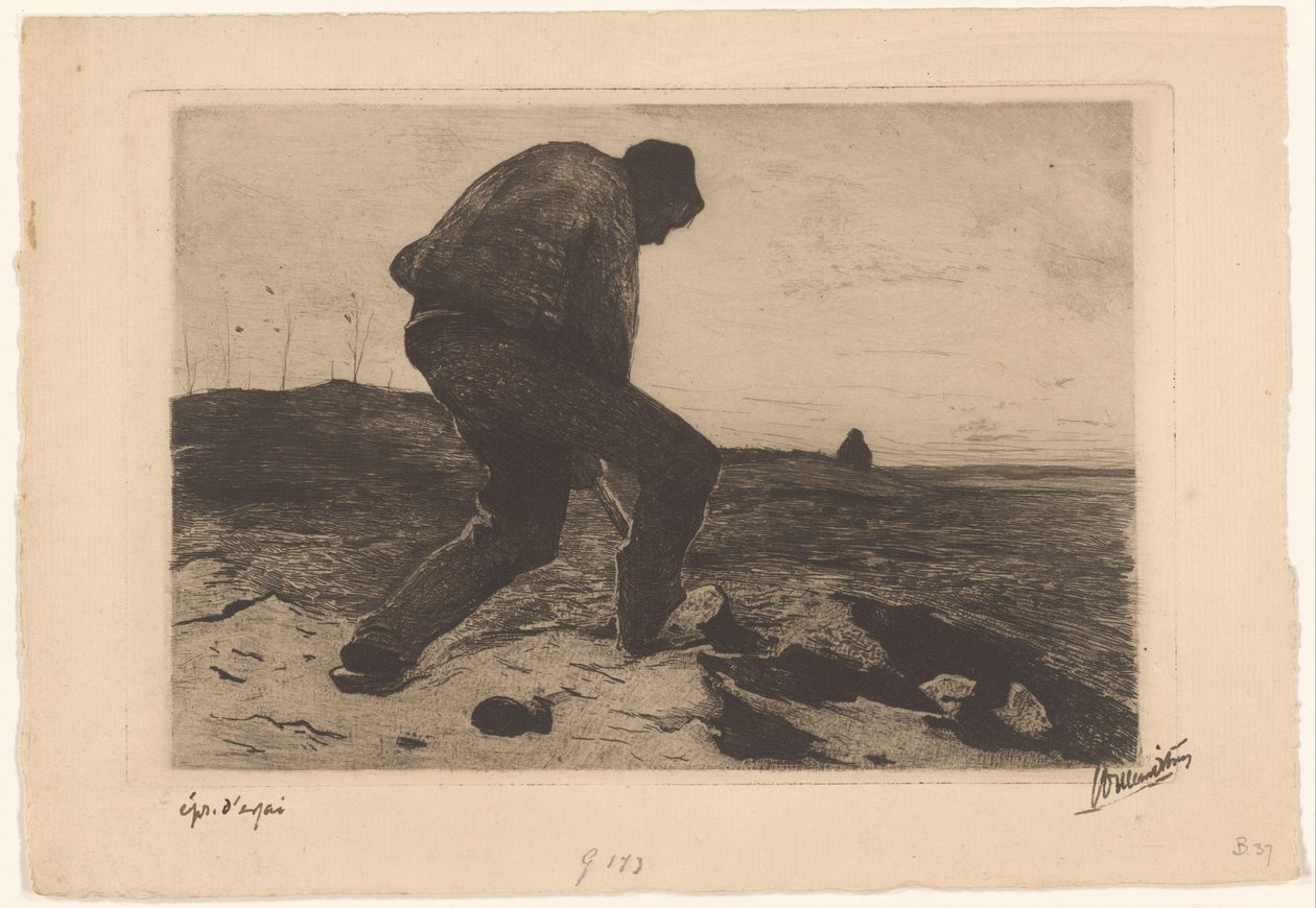 Dělník zvedat od Willem Witsen (signed by artist)