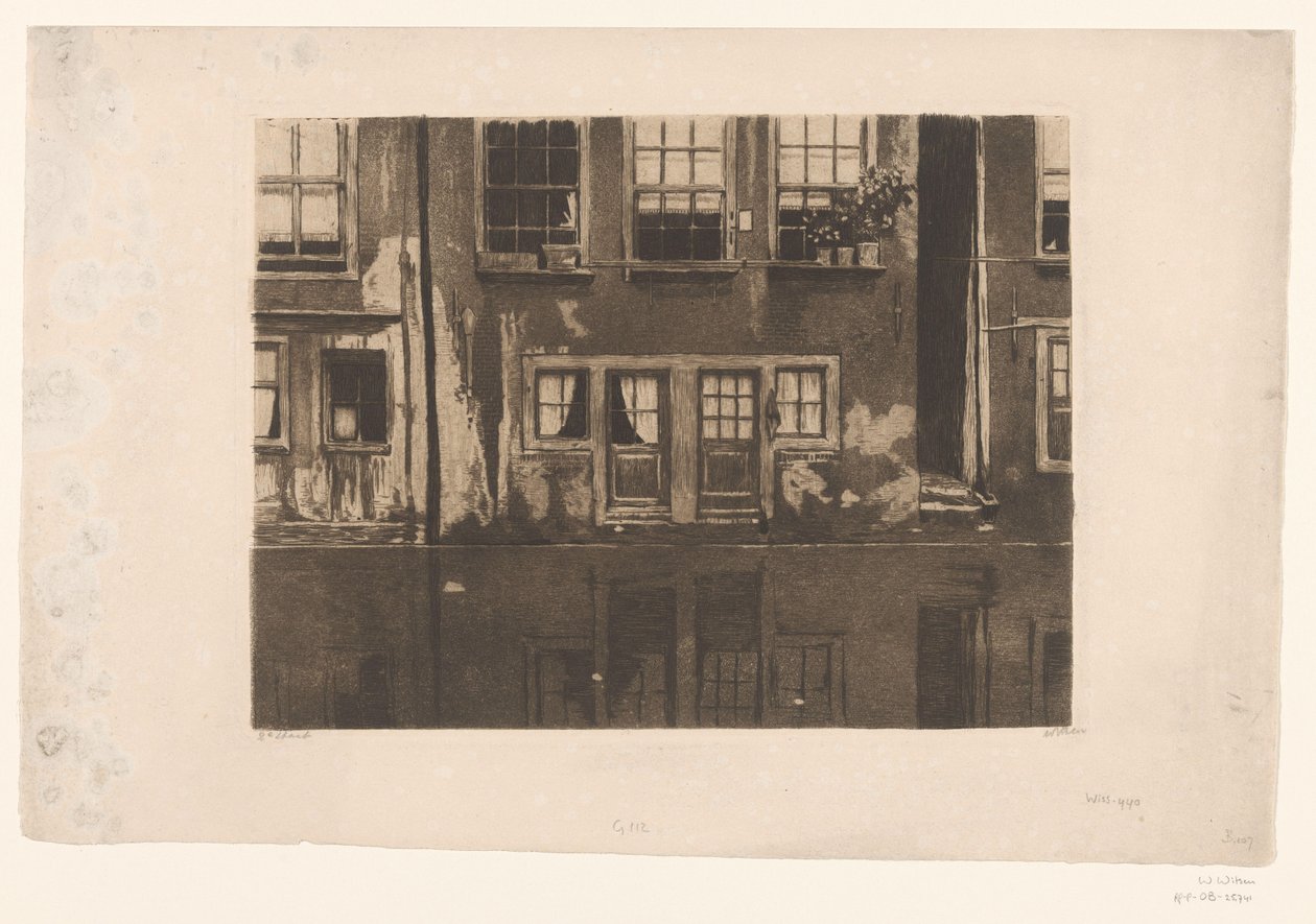 Domy na Oudezijds Achterburgwal v Amsterdamu od Willem Witsen (signed by artist)