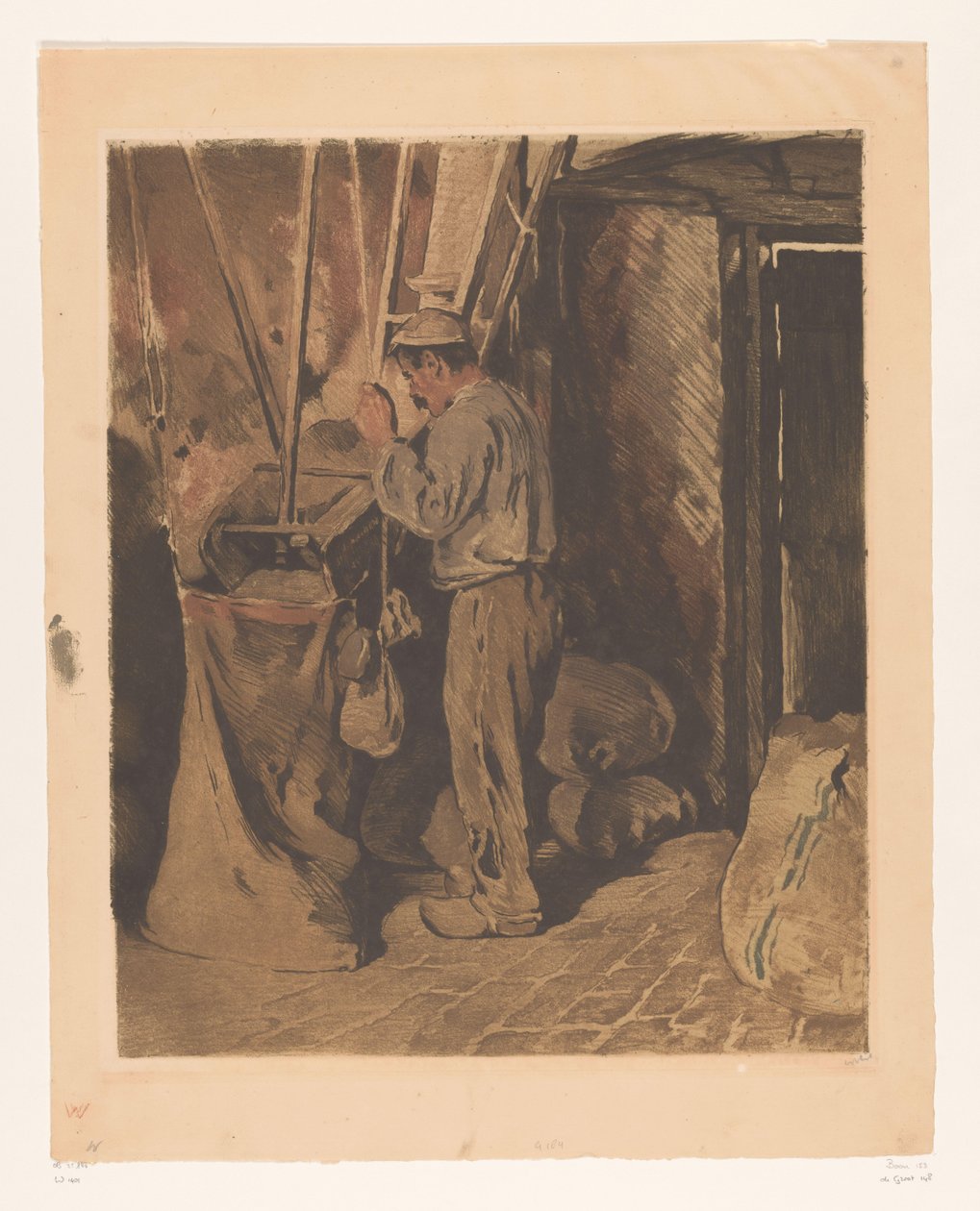 Mlynář s pytlem mouky Miller, zavřené dveře (původní název) od Willem Witsen (signed by artist)