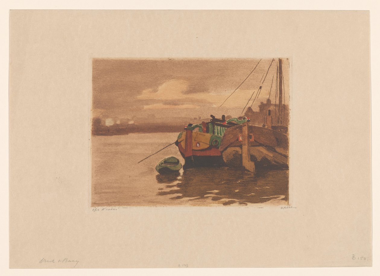 Čluny v IJ v Amsterdamu od Willem Witsen (signed by artist)