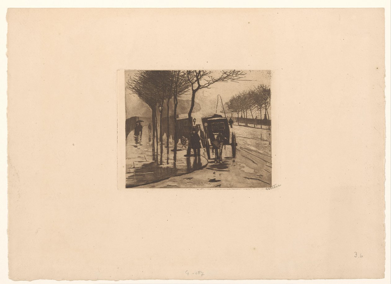 Čekající kočáry na Victoria Embankment v Londýně od Willem Witsen (signed by artist)