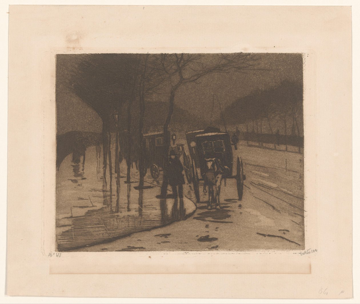 Čekající kočáry na Victoria Embankment v Londýně od Willem Witsen (signed by artist)