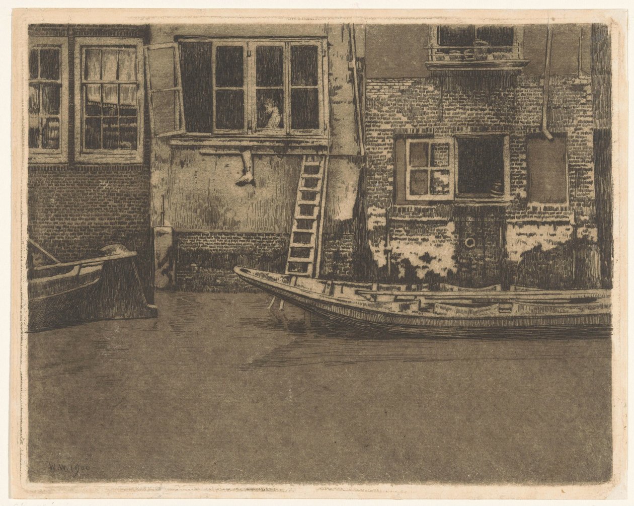 Zadní fasády Voorstraat 463, 465 a 467 v Dordrechtu od Willem Arnoldus Witsen