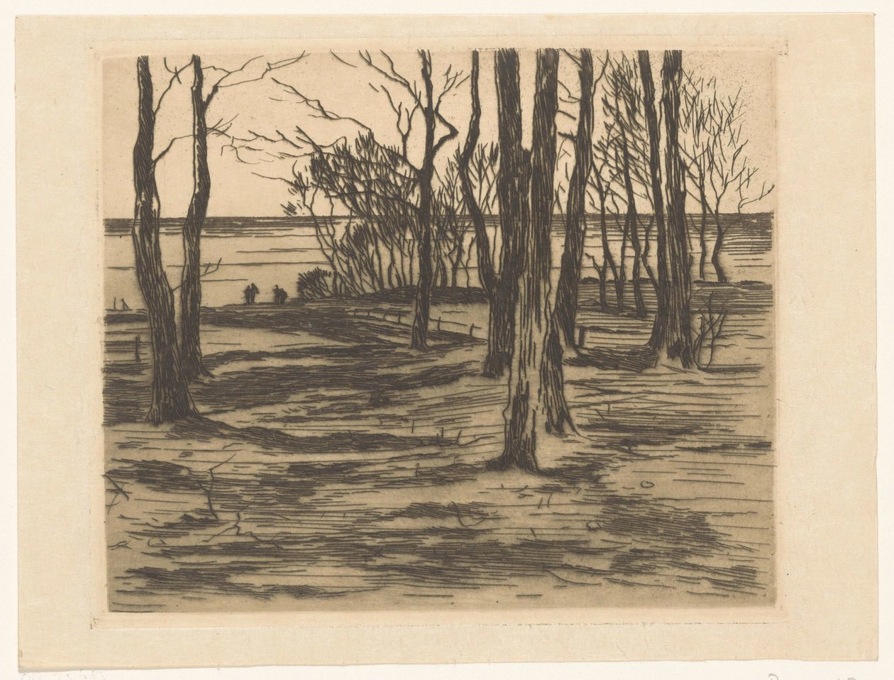 Stromy na nábřeží ve Valkeveen od Willem Arnoldus Witsen