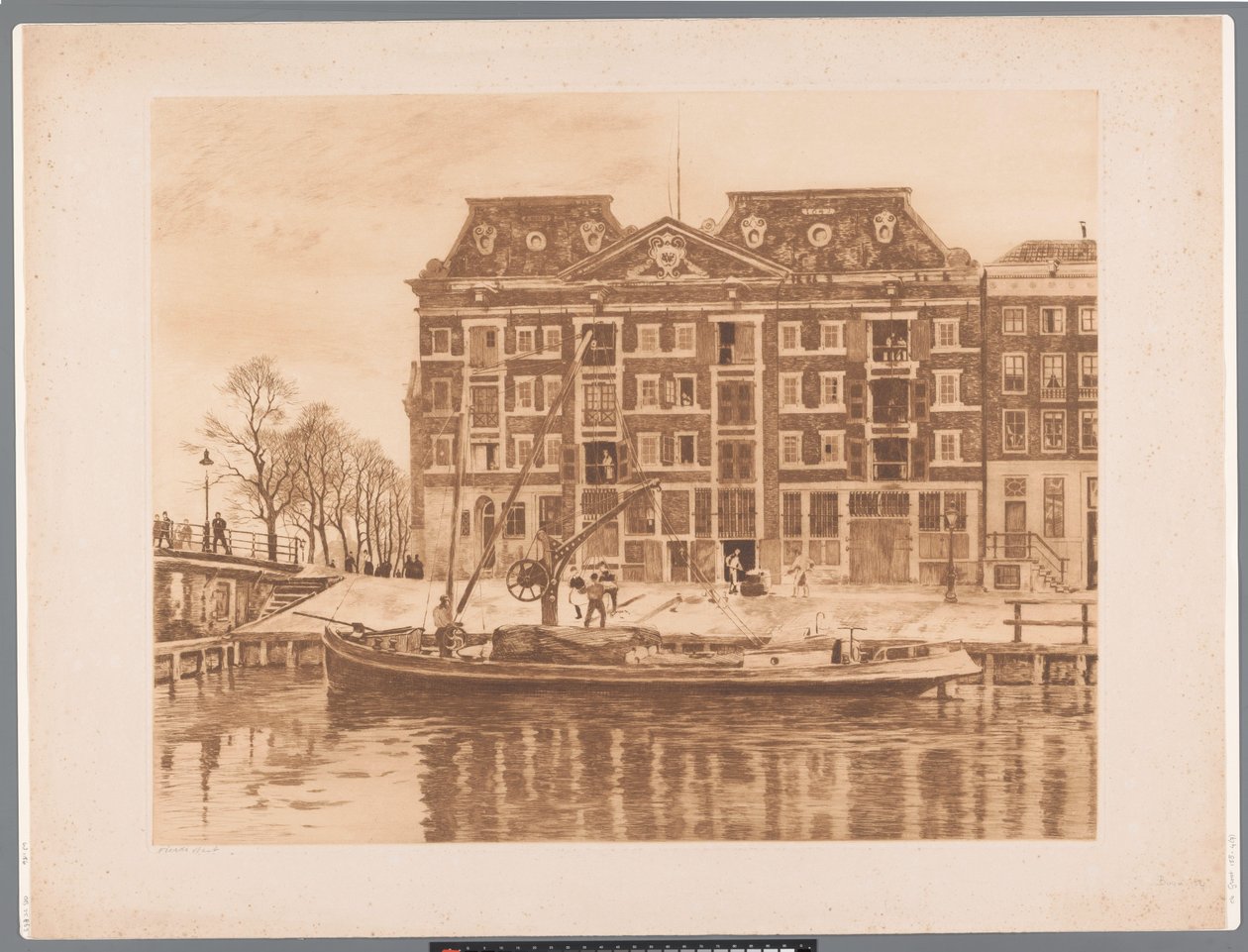 Pohled na fasádu skladu WIC při pohledu z Oudeschans West Indian House (původní název) od Willem Arnoldus Witsen