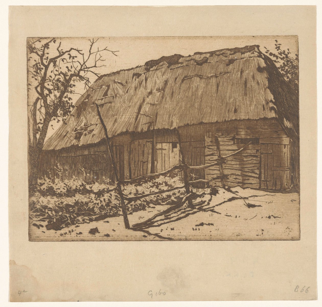 Stodola s plotem v Brabantsku od Willem Arnoldus Witsen
