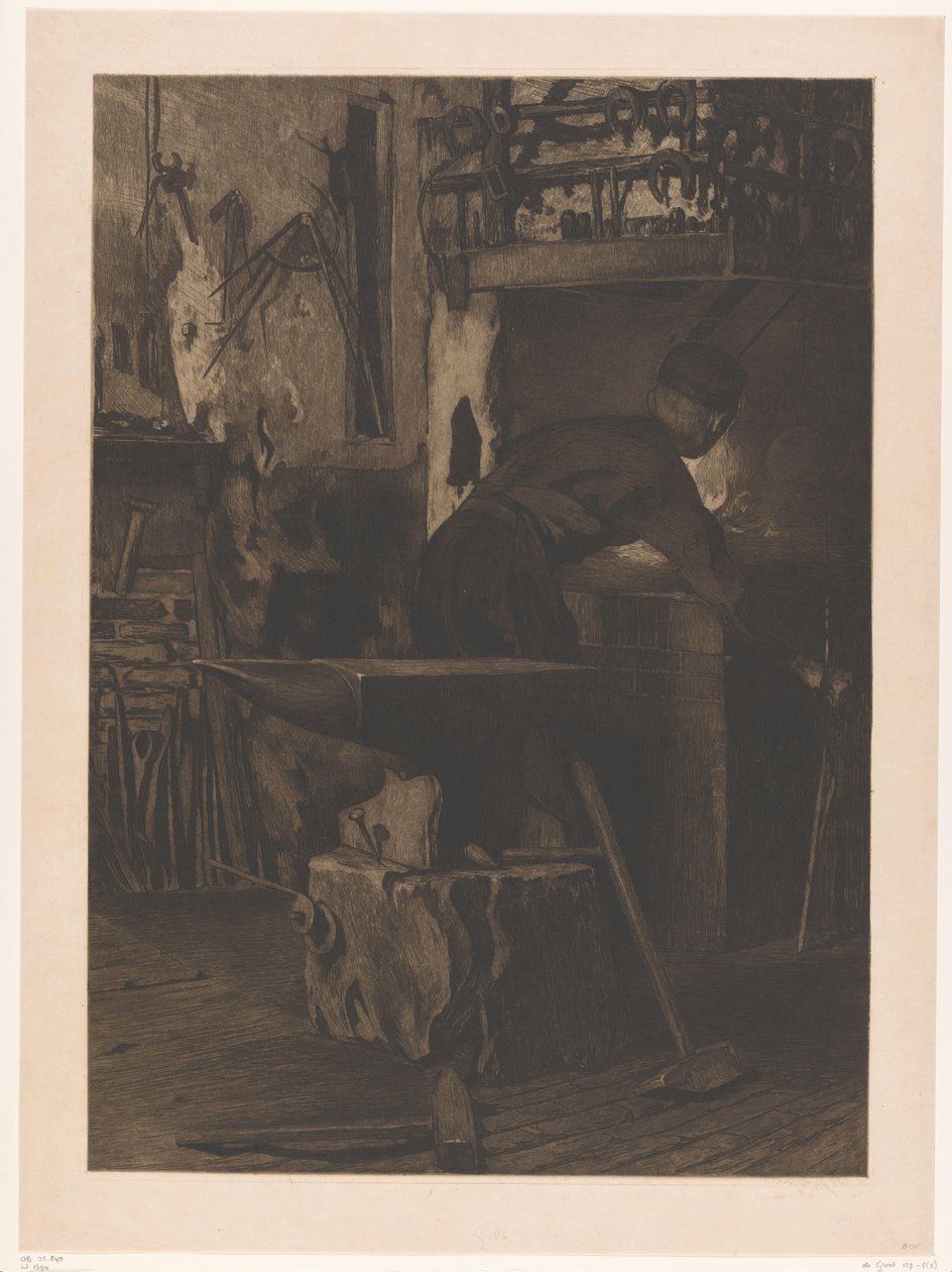 Kovář u ohně v kovárně ve Wijk bij Duurstede Forge with fire (Jan) (původní název) od Willem Arnoldus Witsen
